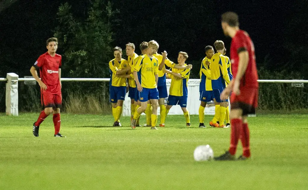 Ascot United celebrate a winner at home to Binfield FC. Photo: Colin Byers.