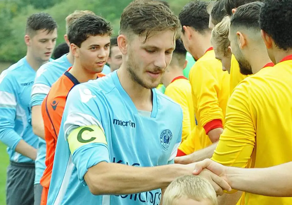 Woodley United's Charlie Oakley. Photo: Mark Pugh.