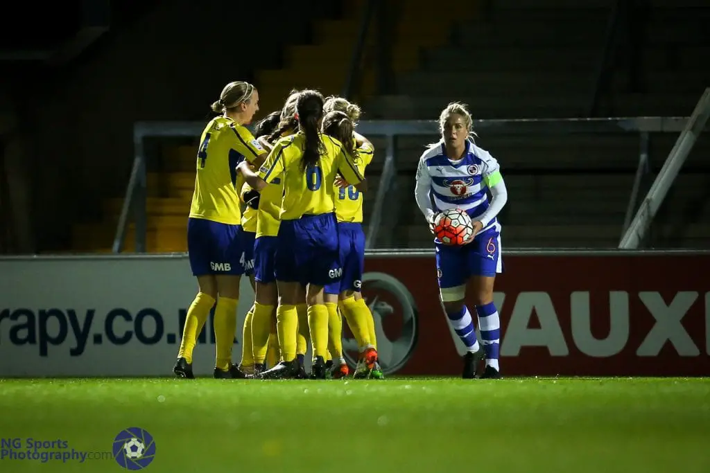 Kirsty McGee captaining Reading FC Women. Photo: Neil Graham.