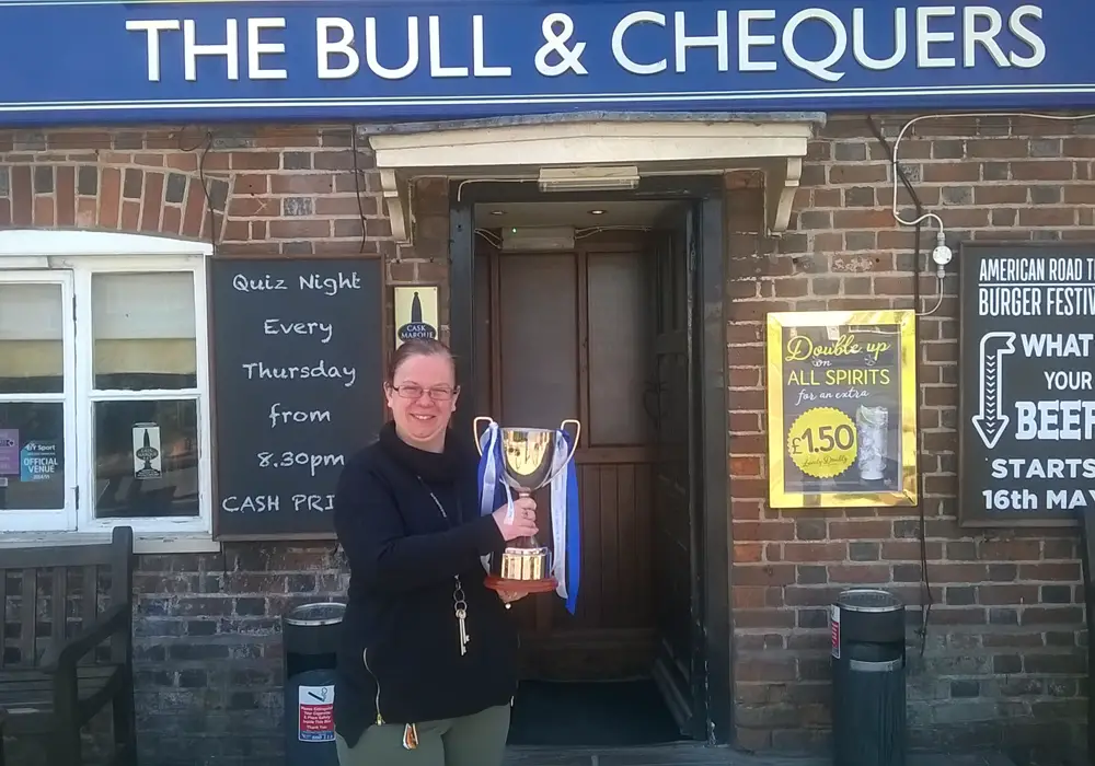 Woodley United trophy tour at the Bull & Chequers pub.