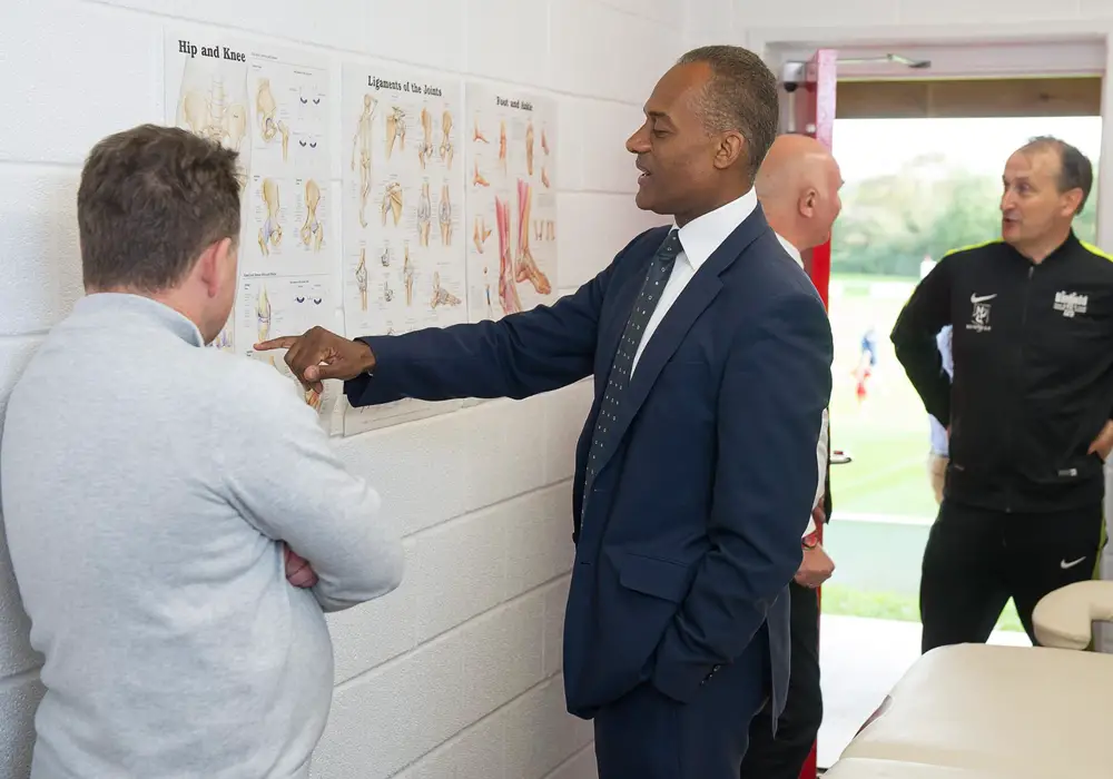 MP Adam Afriyie in the medical room at Binfield. Photo: Colin Byers.