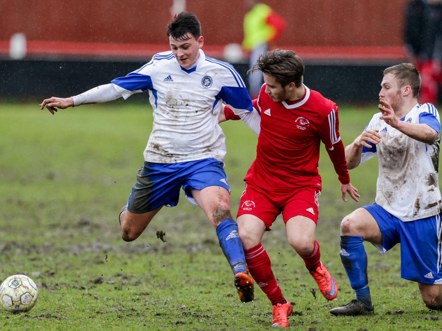 Khalid Senussi takes on Brimscombe & Thrupp. Photo: Neil Graham.