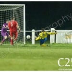 Lee Boon scores a late winner for Ascot United over Binfield - 11th April 2016. Photo: Colin Byers.