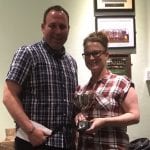 Mel Shepherd with one of her two awards.