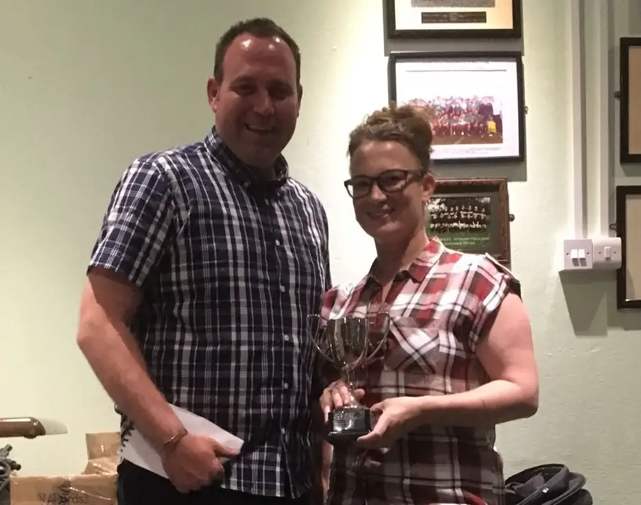 Mel Shepherd with one of her two awards.