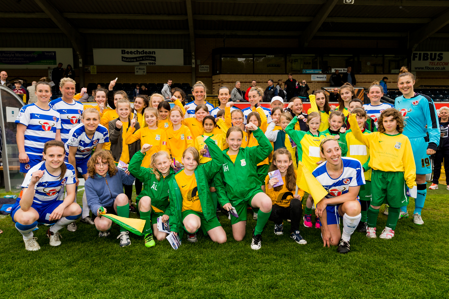 Laurel Park girls are mascots at Reading FC Women. Photo: Neil Graham.