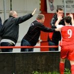 Ben Knight celebrates with Michael Godfrey