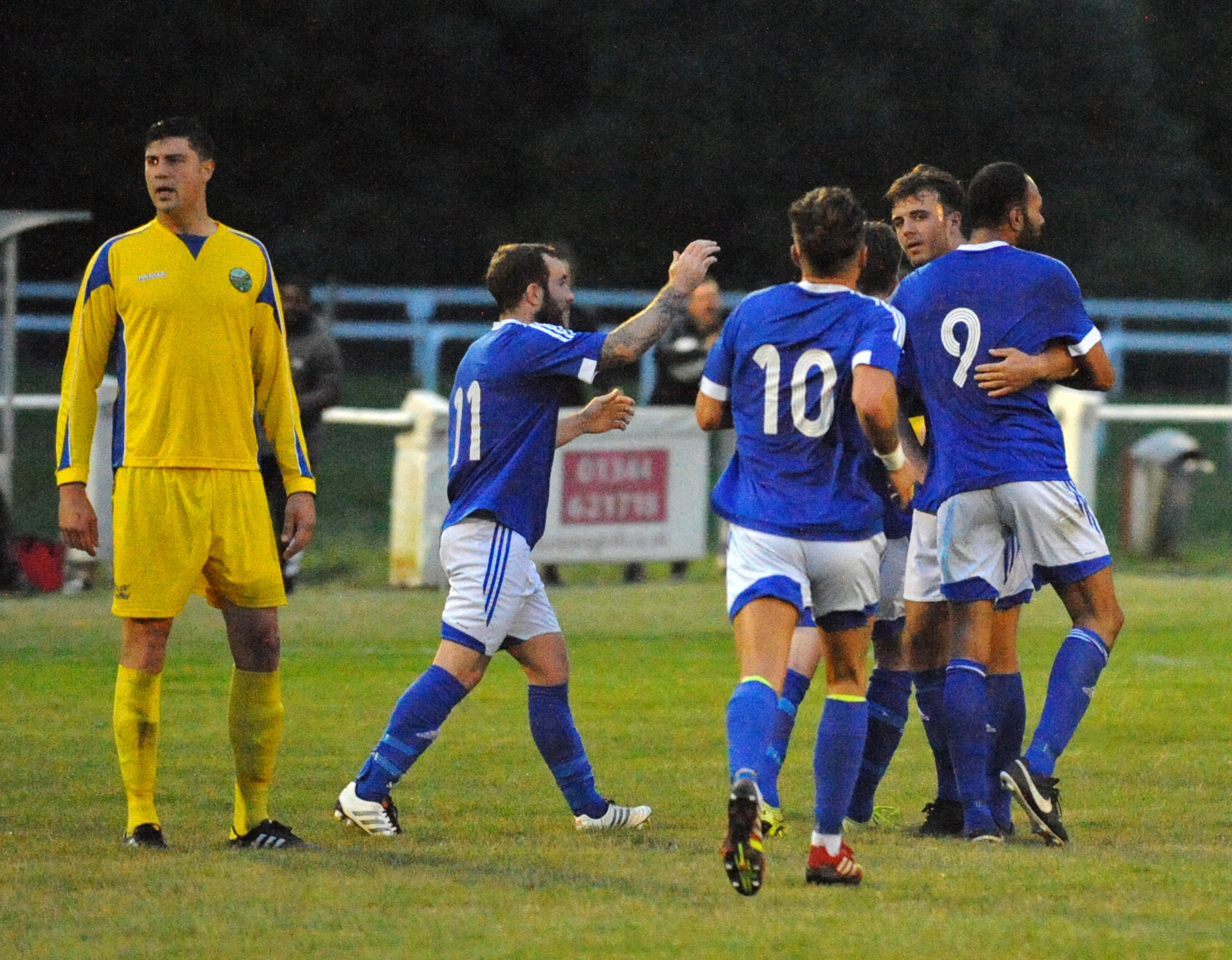Anthony White celebrates scoring for Highmoor-IBIS. Photo: Mark Pugh.