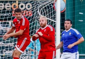 Carl Davies and Callum Whitty for Bracknell Town FC. Photo: Neil Graham.