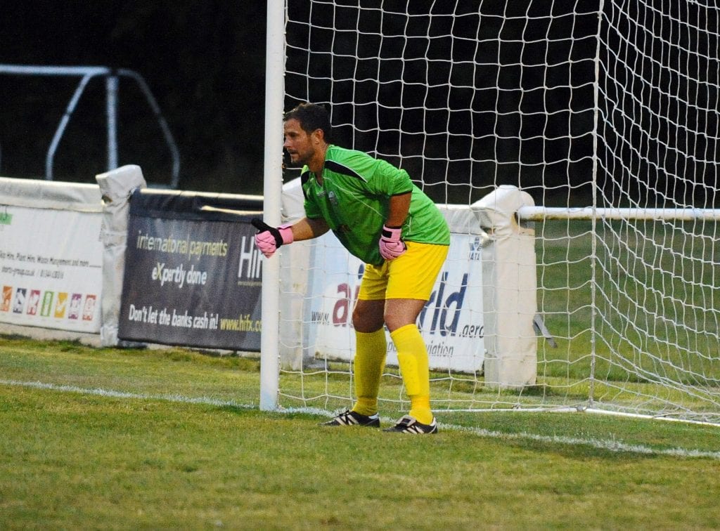 Ascot United manager Jeff Lamb in goal. Photo: Mark Pugh.