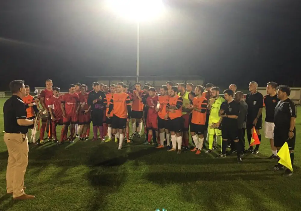 Wokingham & Emmbrook against Binfield in the 2016 Martin Joyce Memorial Trophy. Image used by permission of WEFC.