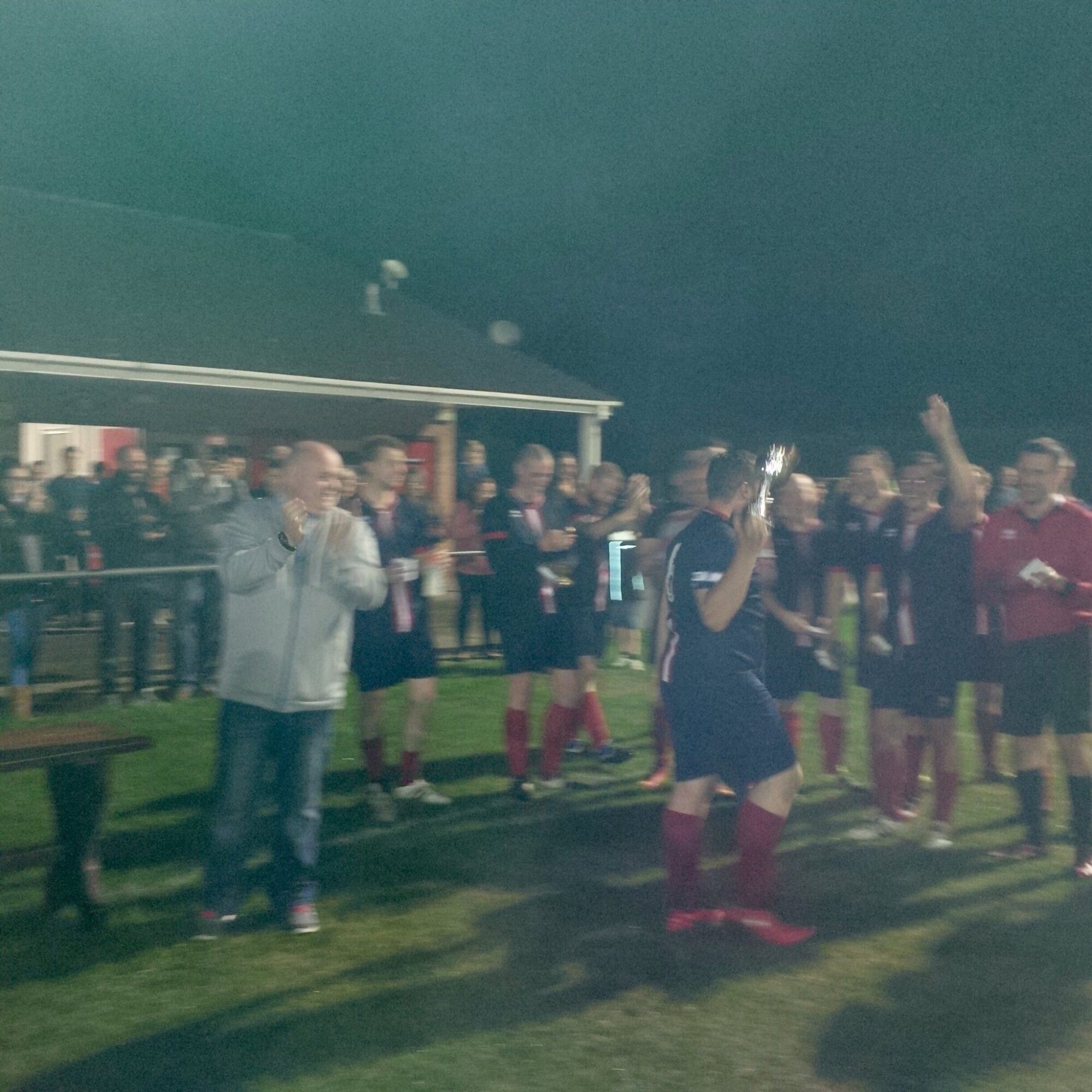 Bracknell Saint Germain celebrate with the Sunday League goals trophy. Photo: Sandhurst Town FC twitter.