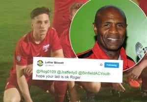 Binfield's Jake Rafferty and inset Luther Blissett. Photo's: getreading.co.uk and @binfieldacyouth.
