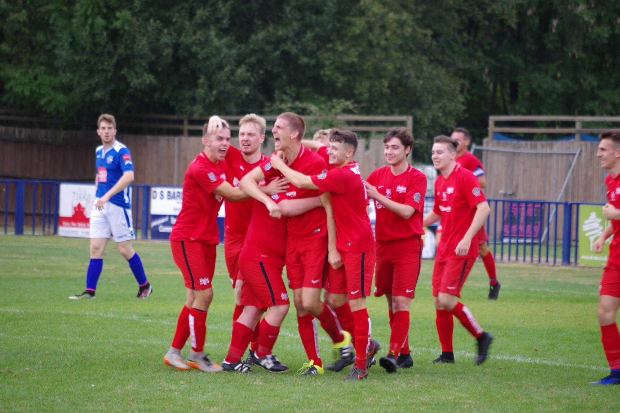 Matt Davis scores a late equaliser for Binfield FC Reserves at Tonbridge Angels. Photo: James Green.