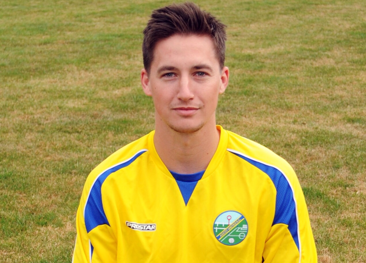 Ascot United's striker Ben Knight. Photo: Mark Pugh.