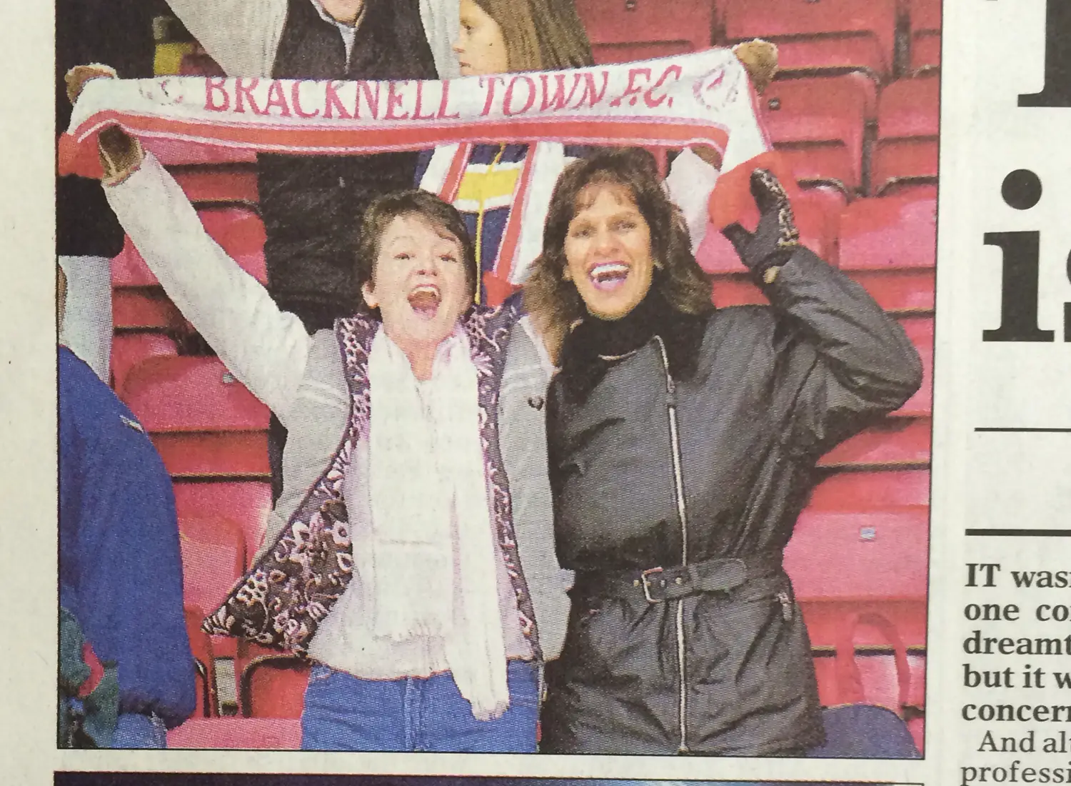 Bracknell Town supporters at Lincoln City FC for the 1999 FA Cup First Round Proper tie. Photo: Wokingham Times.