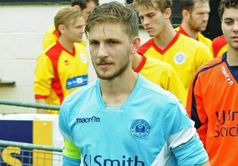 Woodley United's Charlie Oakley. Photo: Mark Pugh.