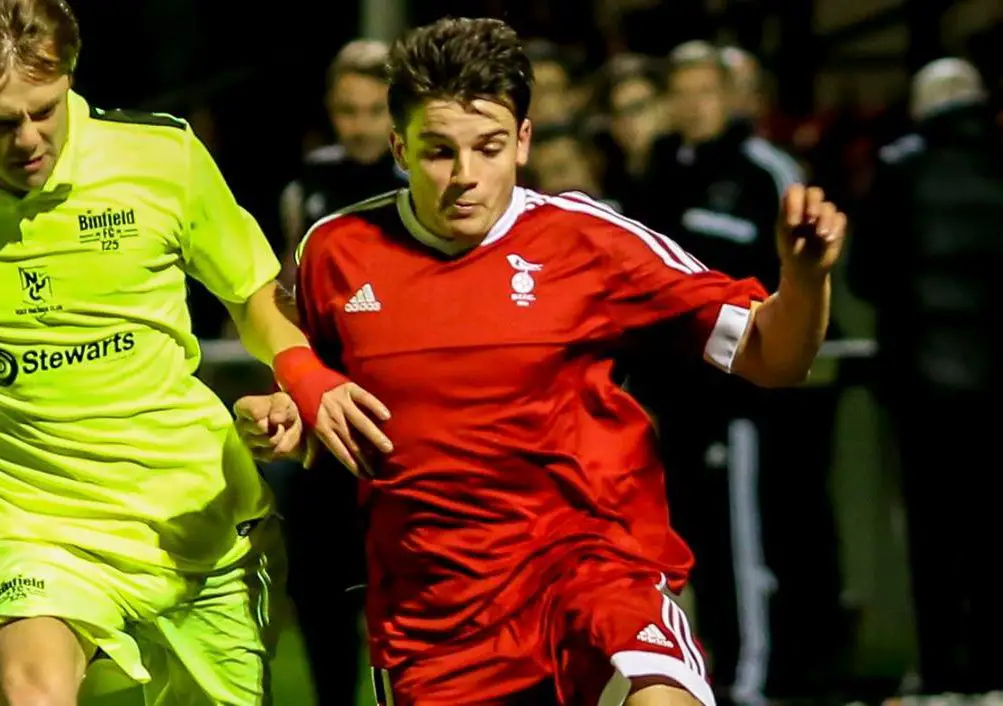 Seb Bowerman playing for Bracknell Town FC. Photo: Neil Graham.