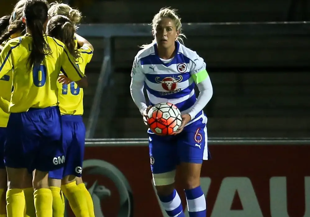 Kirsty McGee captaining Reading FC Women. Photo: Neil Graham.