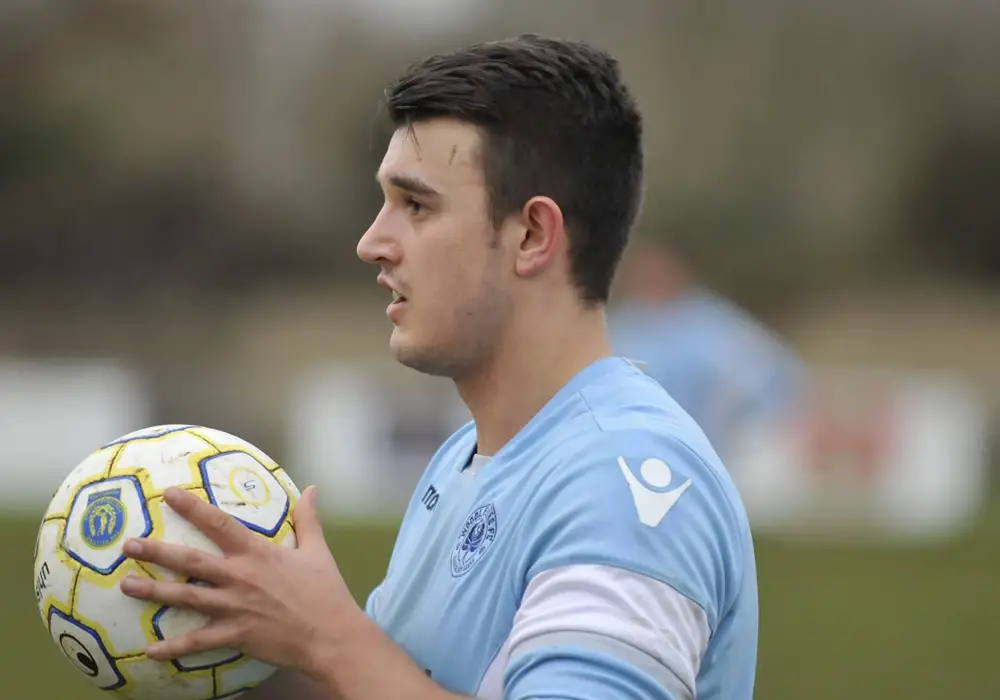 Woodley United FC's Luke Turner. Photo: Mark Pugh.