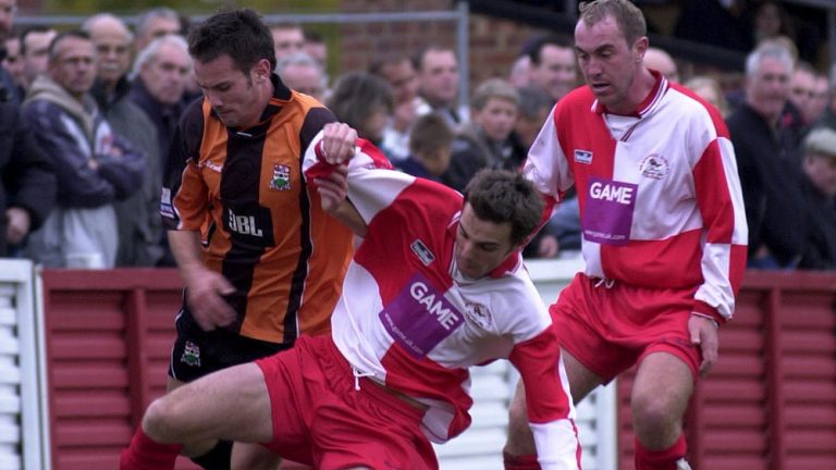 Gavin Smith and James Glynn take on Barnet for Bracknell Town in the FA Cup 2003.