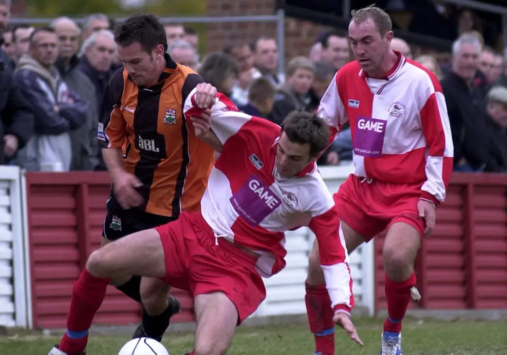 Gavin Smith and James Glynn take on Barnet for Bracknell Town in the FA Cup 2003.
