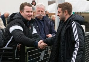 Neil Baker and Bracknell Town assistant manager Steve Nebbett. Photo: Richard Claypole.