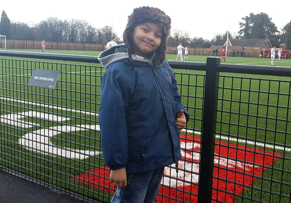 Young Oliver Shallom at his first ever Bracknell Town game.
