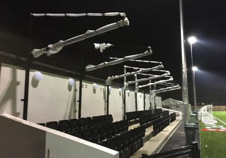 The roof on Bracknell Town's new stand is ready to go on. Photo: Tom Canning.