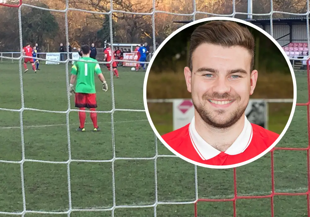 Jack Broome in goal for Binfield FC. Photo: @binfieldfc