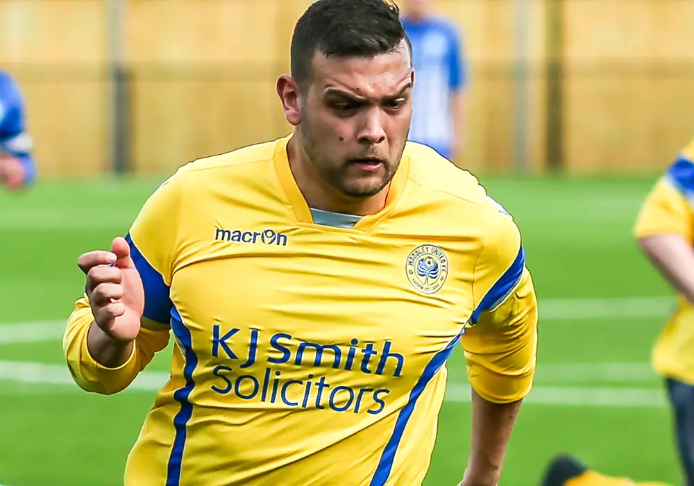 Woodley United's Josh Drew. Photo: Richard Claypole.