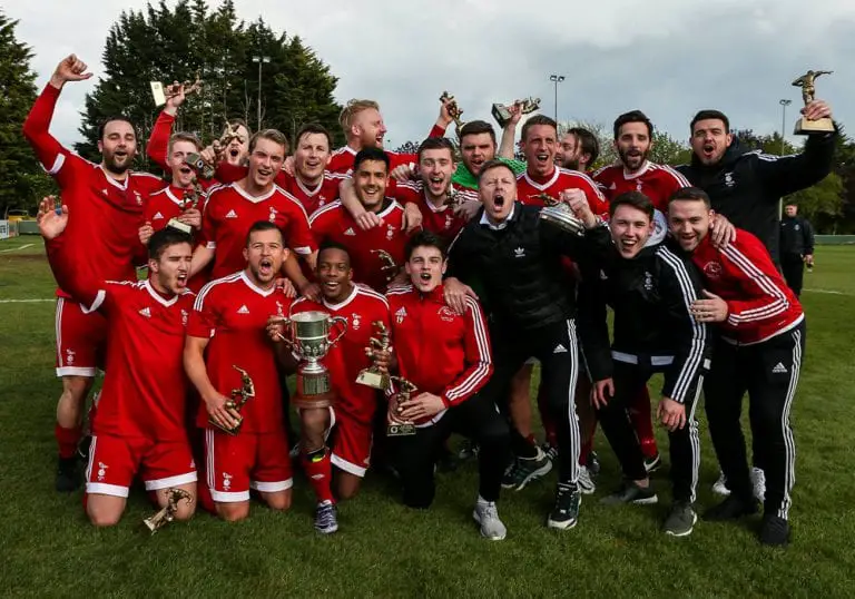 Bracknell Town with the Bluefin Sport Hellenic League Challenge Cup. Photo: Neil Graham.