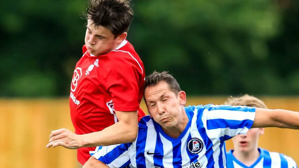 Action from Bracknell Town vs Cowes Sports in the FA Cup. Photo: Neil Graham.