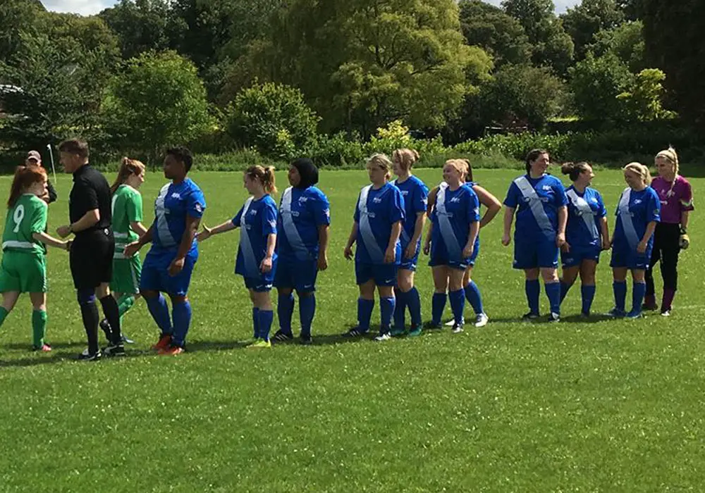 Binfield Ladies line up for their first ever fixture at Wantage Town.