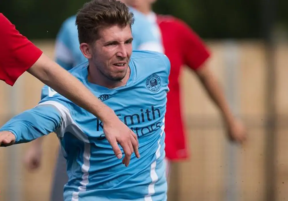 Woodley United's Jake Nicholls. Photo: Neil Graham.