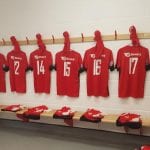 Inside Binfield's new changing room facility.