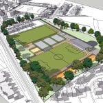 The planned Ranelagh School sports facility with Bracknell Town's ground in the back ground. Photo: Bracknell Town FC