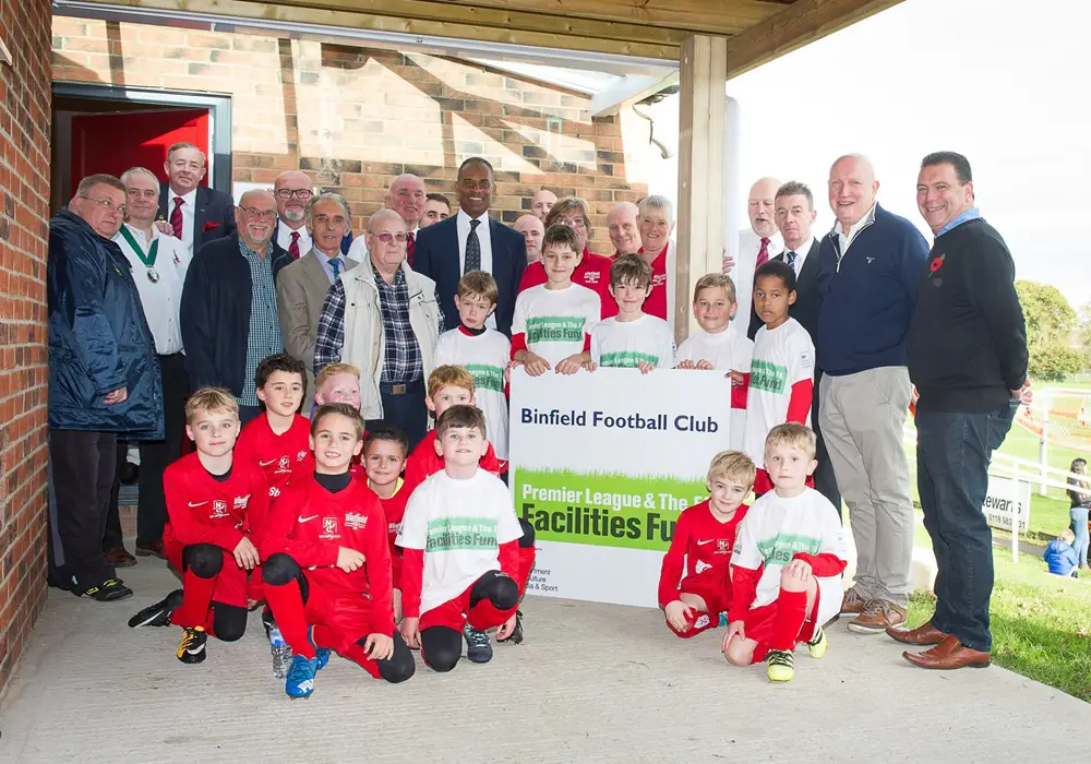 Attendees pose outside the new changing rooms. Photo: Colin Byers.