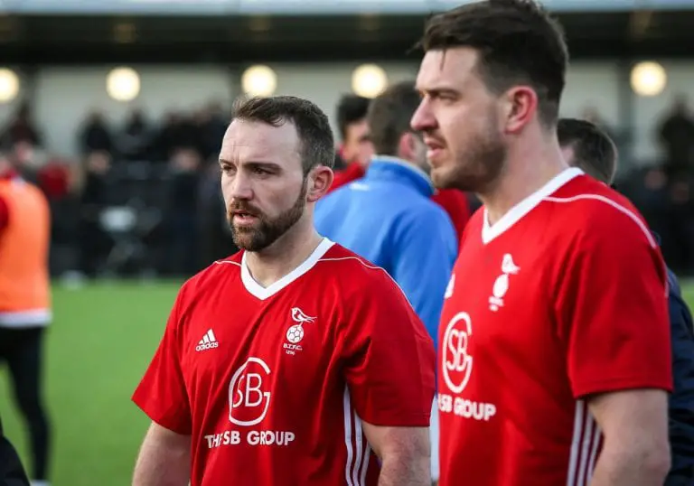 Jamie McClurg and Carl Davies reflect on the FA Vase defeat. Photo: Neil Graham.