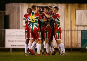 Windsor FC celebrate against Binfield FC. Photo: Neil Graham.