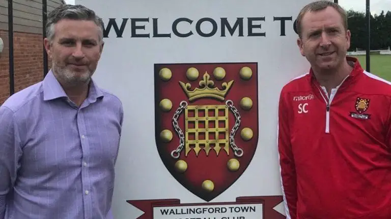 Glenn Goudie, Wallingford Town AFC manager and chairman Simon Cowlard. Photo: WTFC.