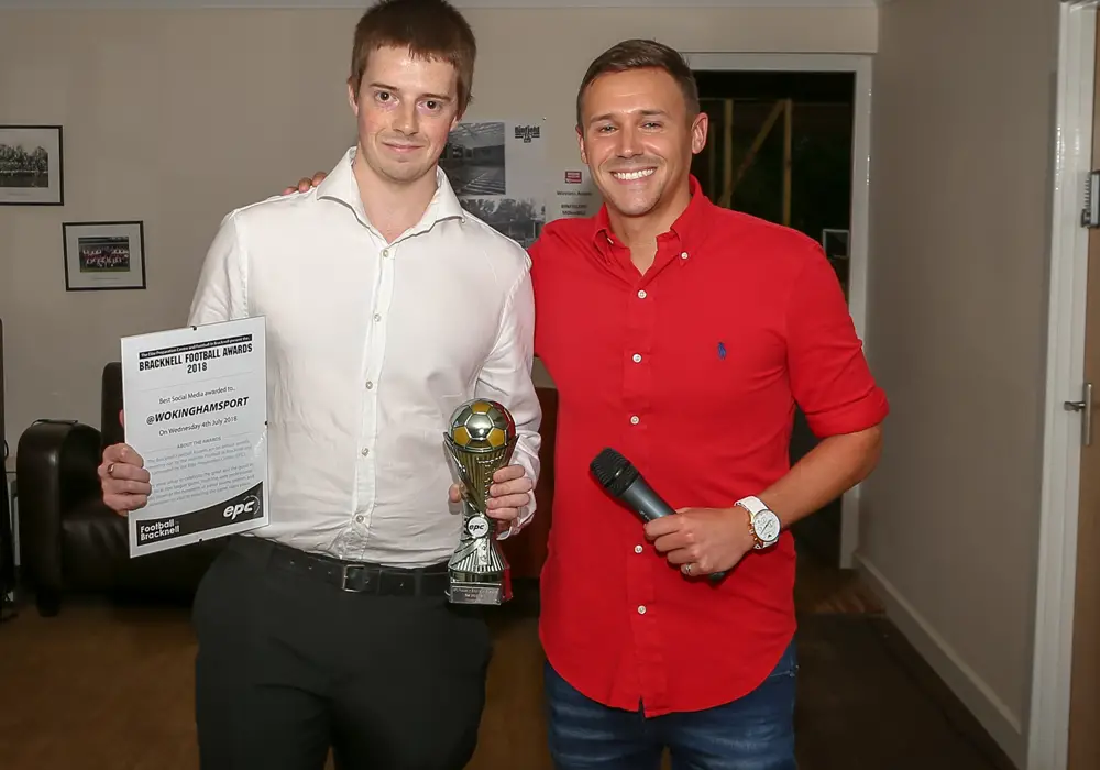 Tom Crocker from the Wokingham Paper accepts the award for Best Social Media. Photo: Neil Graham