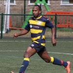 Mo Davies in action for Everlsey & California FC. Photo: Richard Milam.