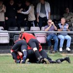 Sandhurst Town celebrate in the FA Cup. Photo: Andy Ormerod.