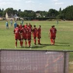 Binfield celebrate scoring at Ardley United.