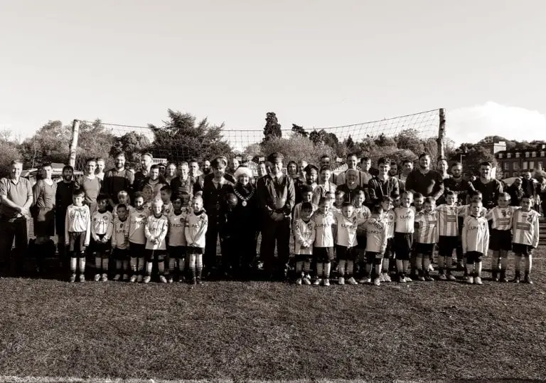 Everyone that took part in the Remembrance Sunday game at South Hill Park. Photo: Neil Graham.