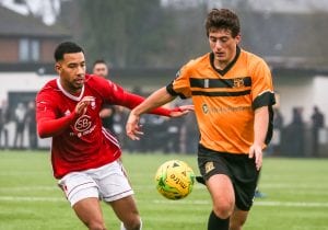Ash Artwell challenges Cheshunt. Photo: Neil Graham.