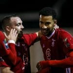 Bracknell's Ash Artwell is congratulated by Jamie McClurg. Photo: Neil Graham.