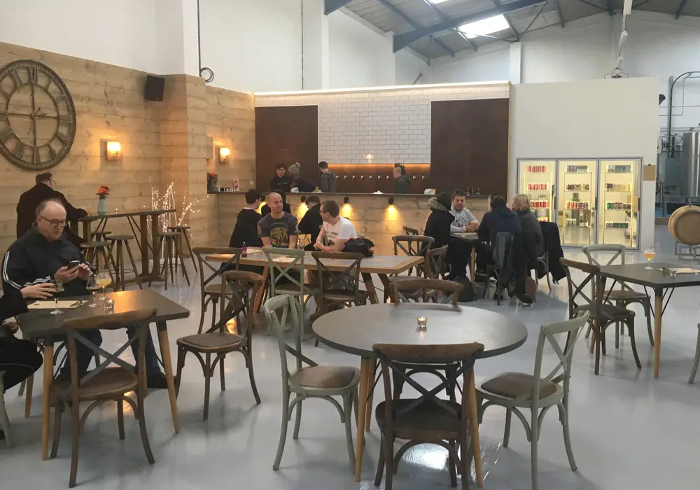 Inside the Double Barrelled Brewery tap room.