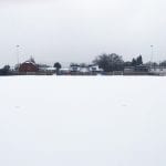 Bracknell Town's Larges Lane in the snow. Photo: @bracknelltownfc on twitter.